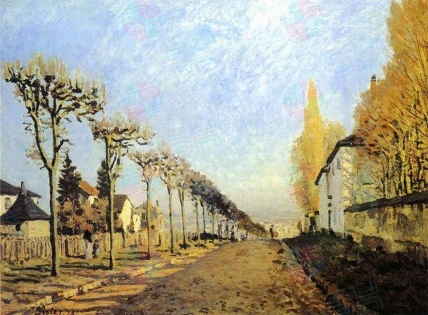 艾尔弗雷德·西斯莱油画《塞夫勒道路一景》